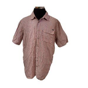Eddie Bauer Travex Mens Tall XL Red Stripe Plaid Short Sleeve Hike Fish Shirt